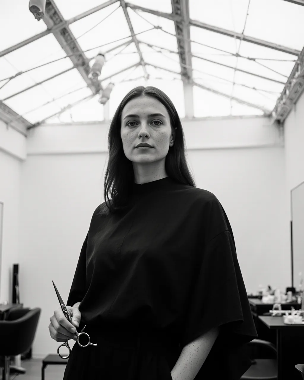 Albane, fondatrice de l'Atelier Cendre, portrait en noir et blanc