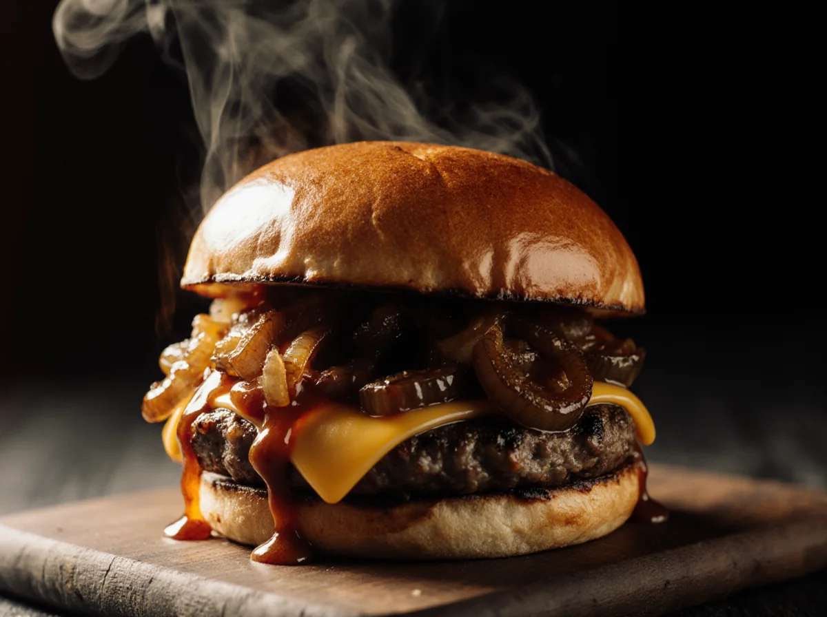 Le Brasier — double smash, cheddar, oignons caramélisés