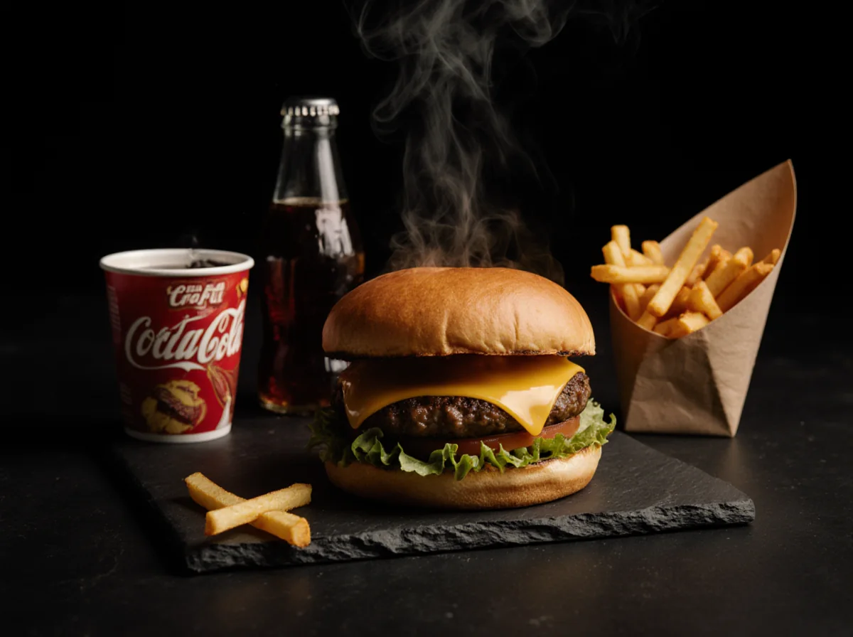 Menu complet — burger, frites maison et boisson