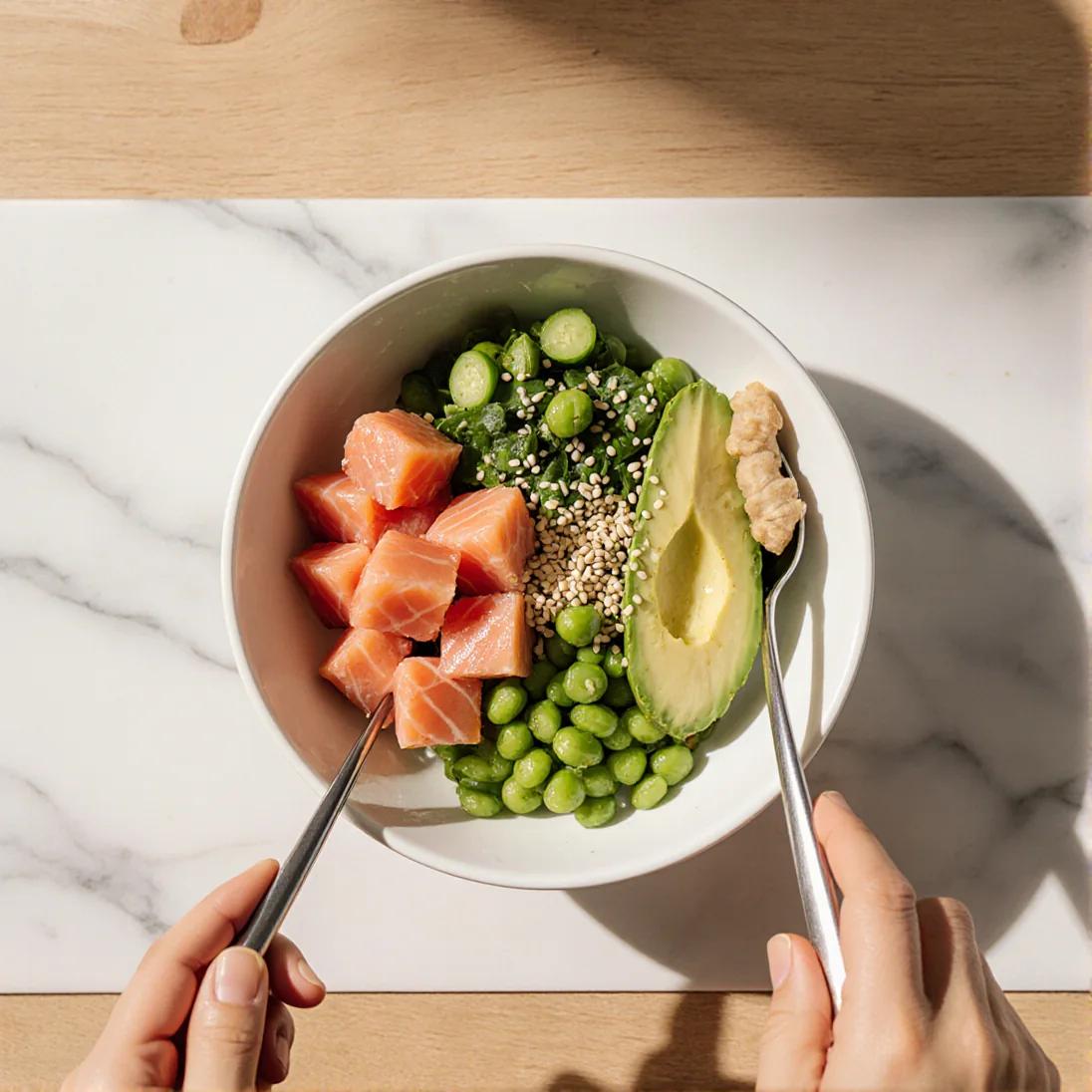 Bowl saumon, avocat, edamame, gingembre