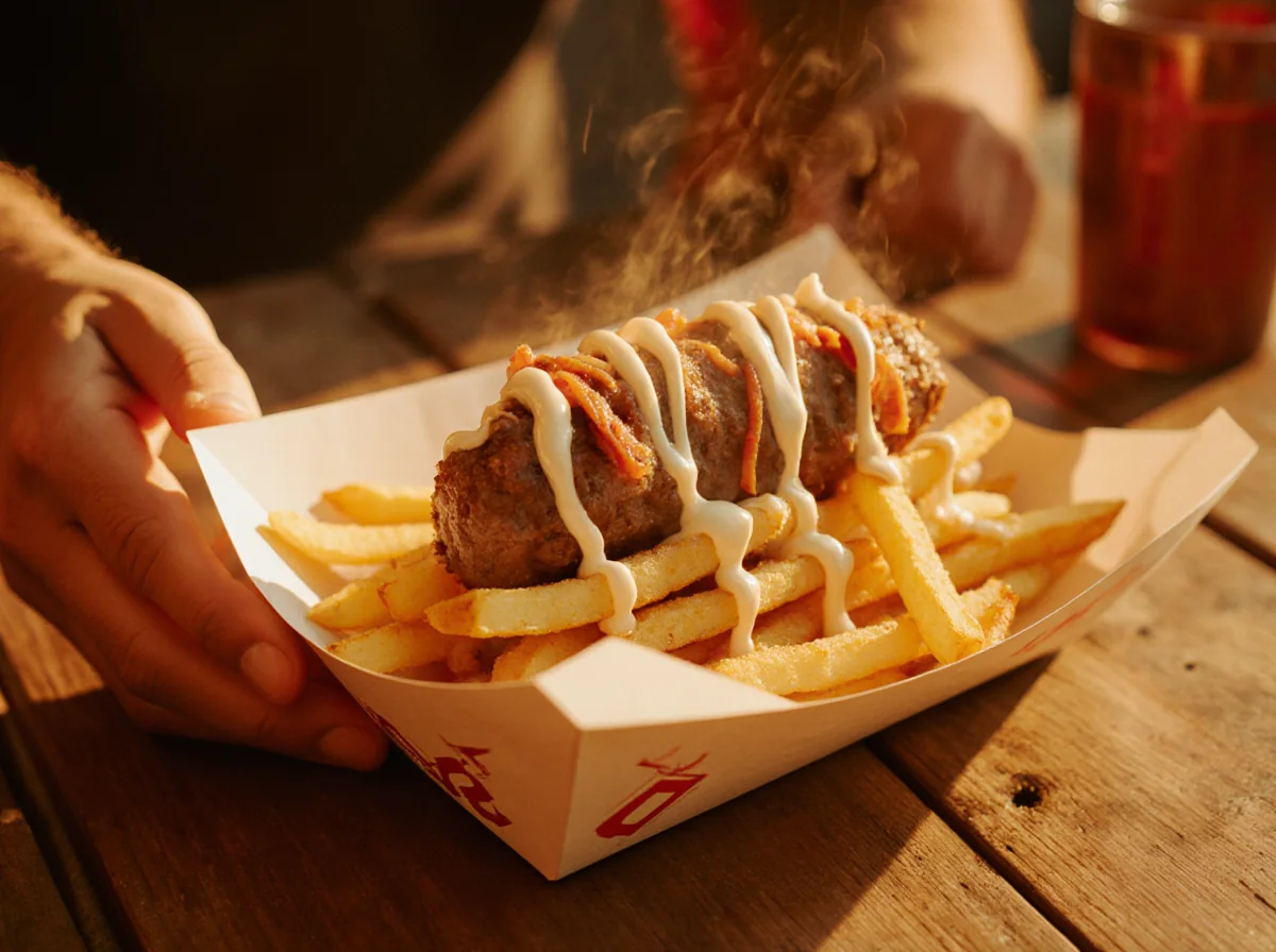 Frites maison nappées de viande et sauce